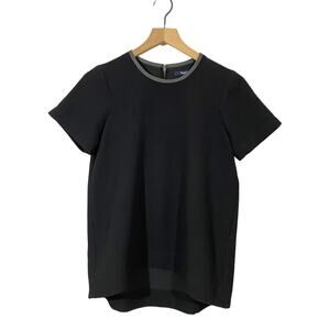 Madewell Leather Trim Tailored Tee - Black - Small